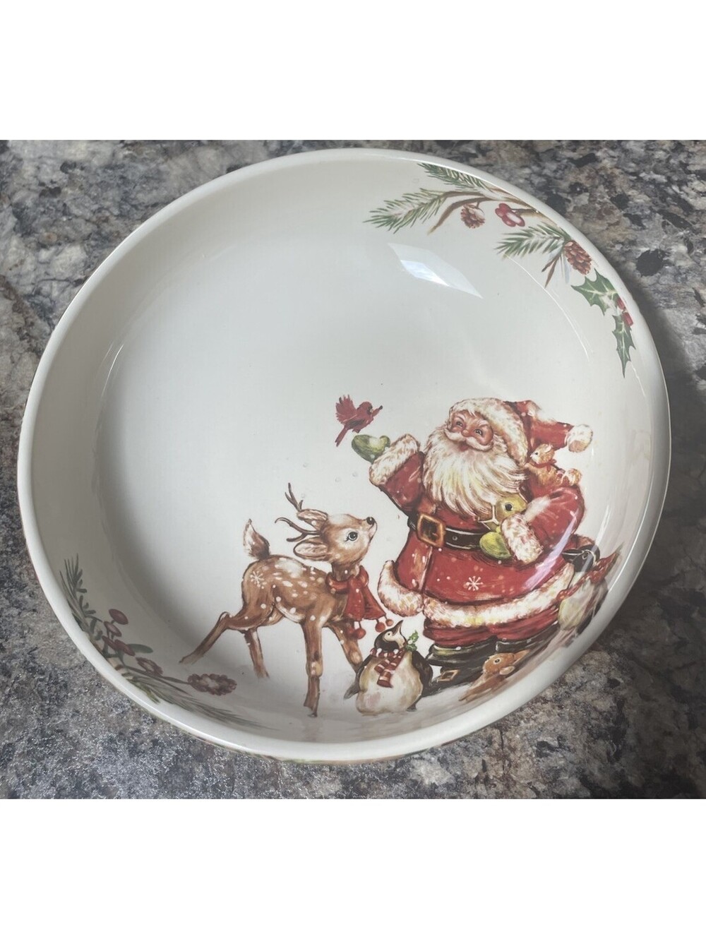 Pier 1 Winter Wonders Santa Reindeer Rudolph 8 In. Pasta/Salad Serving Bowl